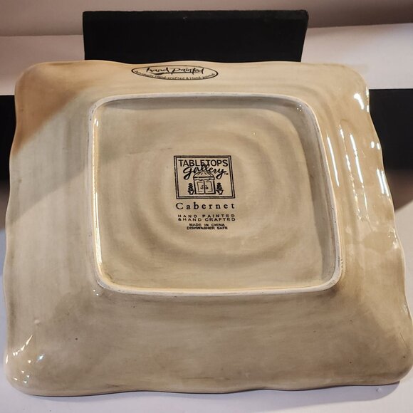 TableTops Gallery Cabernet Salad Plate Square Painted Grapes Design - Picture 3 of 7